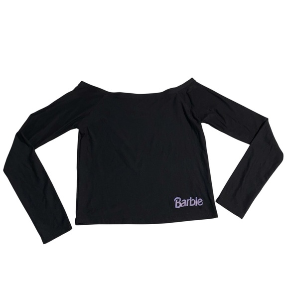 Barbie Retro Black Off-Shoulder Long Sleeve Top - Picture 8 of 10